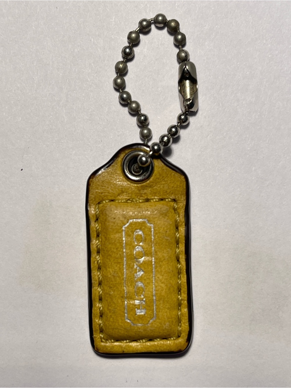 Coach Yellow Leather Hang Tag with Silver Ball Chain
